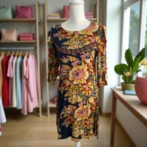 RANGMANCH Multicolor Shift 3/4 Sleeve Dress Size Small